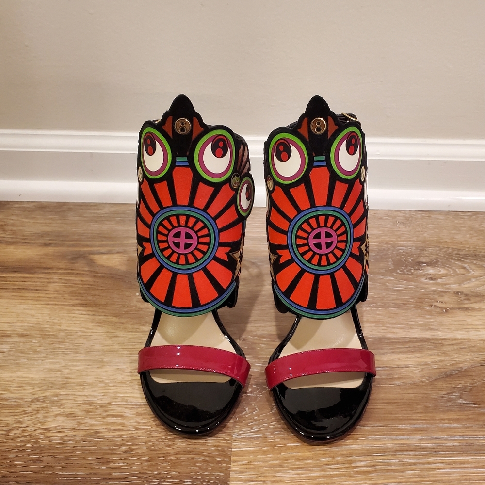 Nicholas Kirkwood Abstract Neon Heeled Sandals
